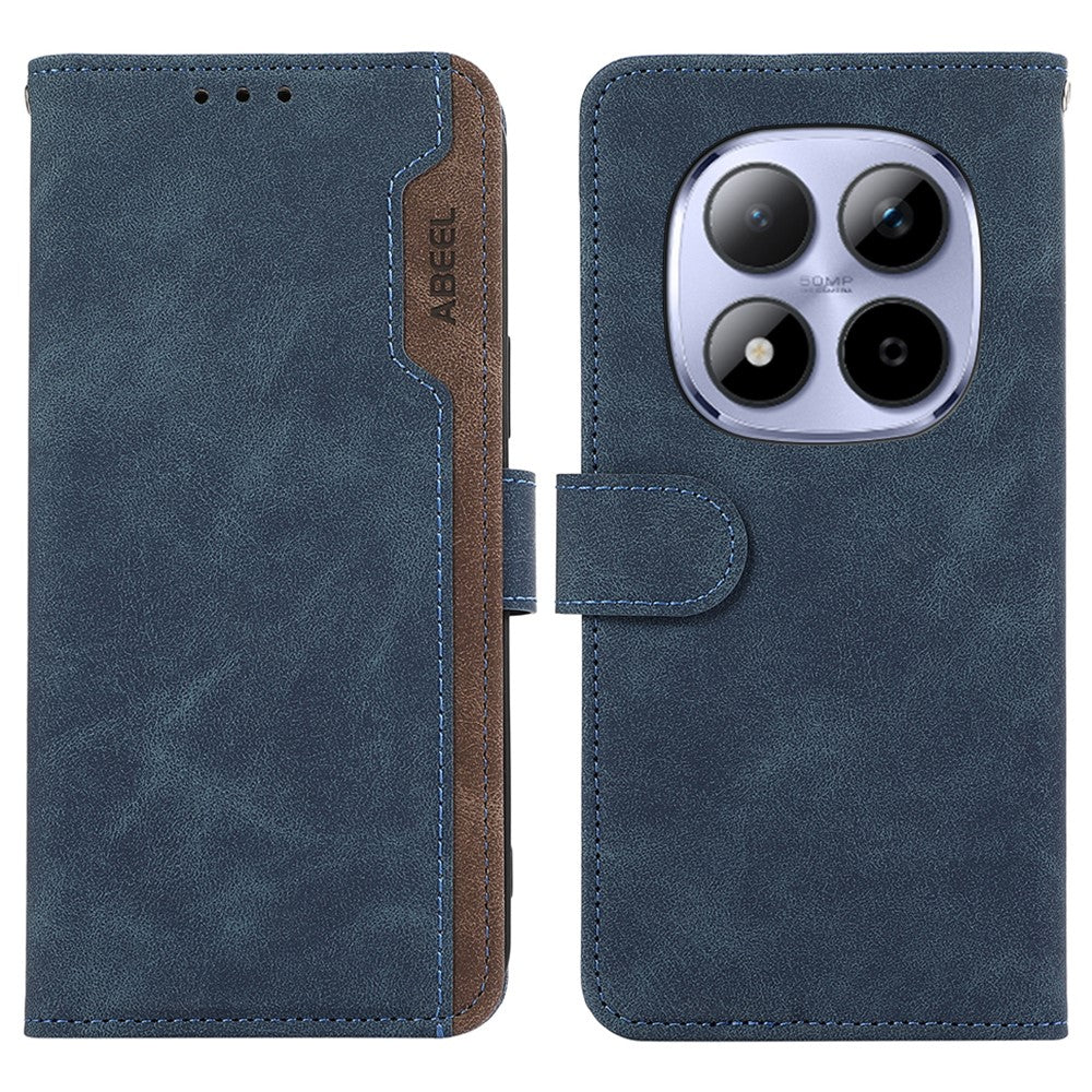 ABEEL For Xiaomi Redmi Note 15 Pro 4G (Global) Case Color Splicing Leather Flip Phone Cover RFID Blocking - Blue