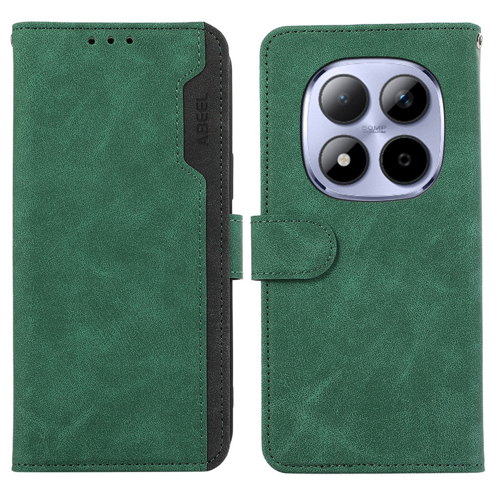 ABEEL For Xiaomi Redmi Note 15 Pro 4G (Global) Case Color Splicing Leather Flip Phone Cover RFID Blocking - Green
