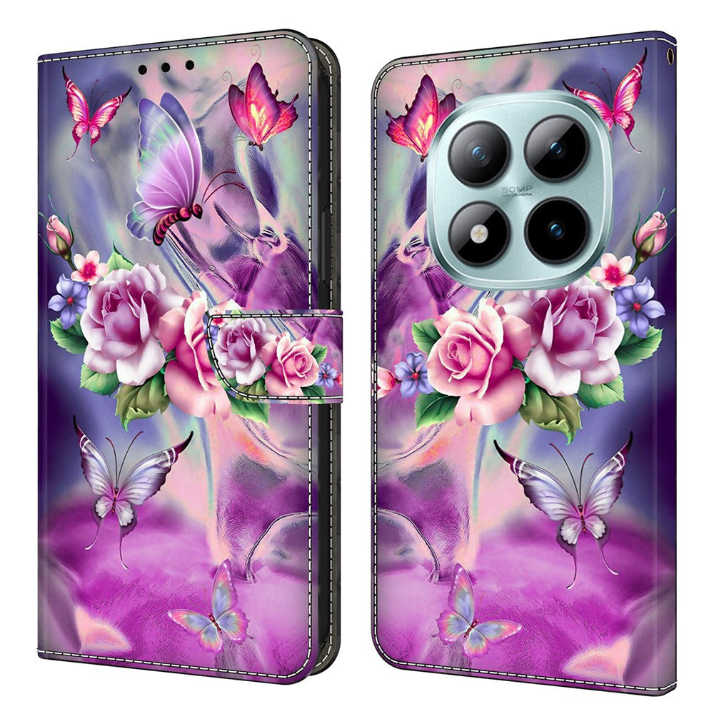 Wallet Case For Xiaomi Poco M8 5G / Redmi Note 15 5G (Global) / 15 4G (Global) 3D Pattern PU Leather Phone Cover with Stand - Butterflies  /  Flowers