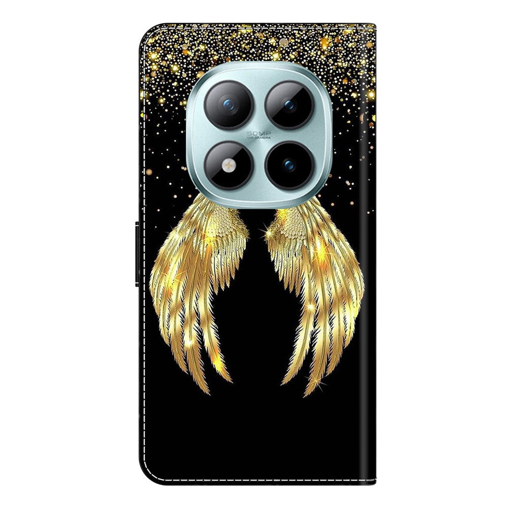 Wallet Case For Xiaomi Poco M8 5G / Redmi Note 15 5G (Global) / 15 4G (Global) 3D Pattern PU Leather Phone Cover with Stand - Gold Wing