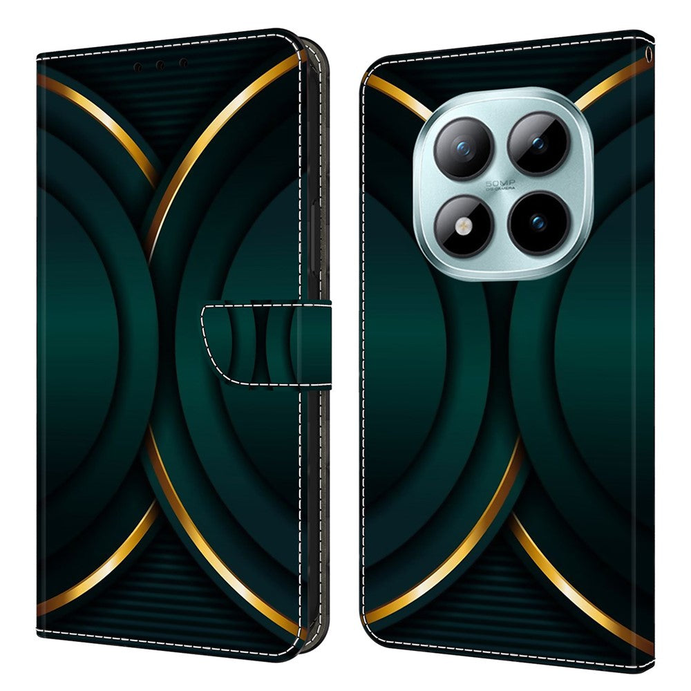 Wallet Case For Xiaomi Poco M8 5G / Redmi Note 15 5G (Global) / 15 4G (Global) 3D Pattern PU Leather Phone Cover with Stand - Gold Contour