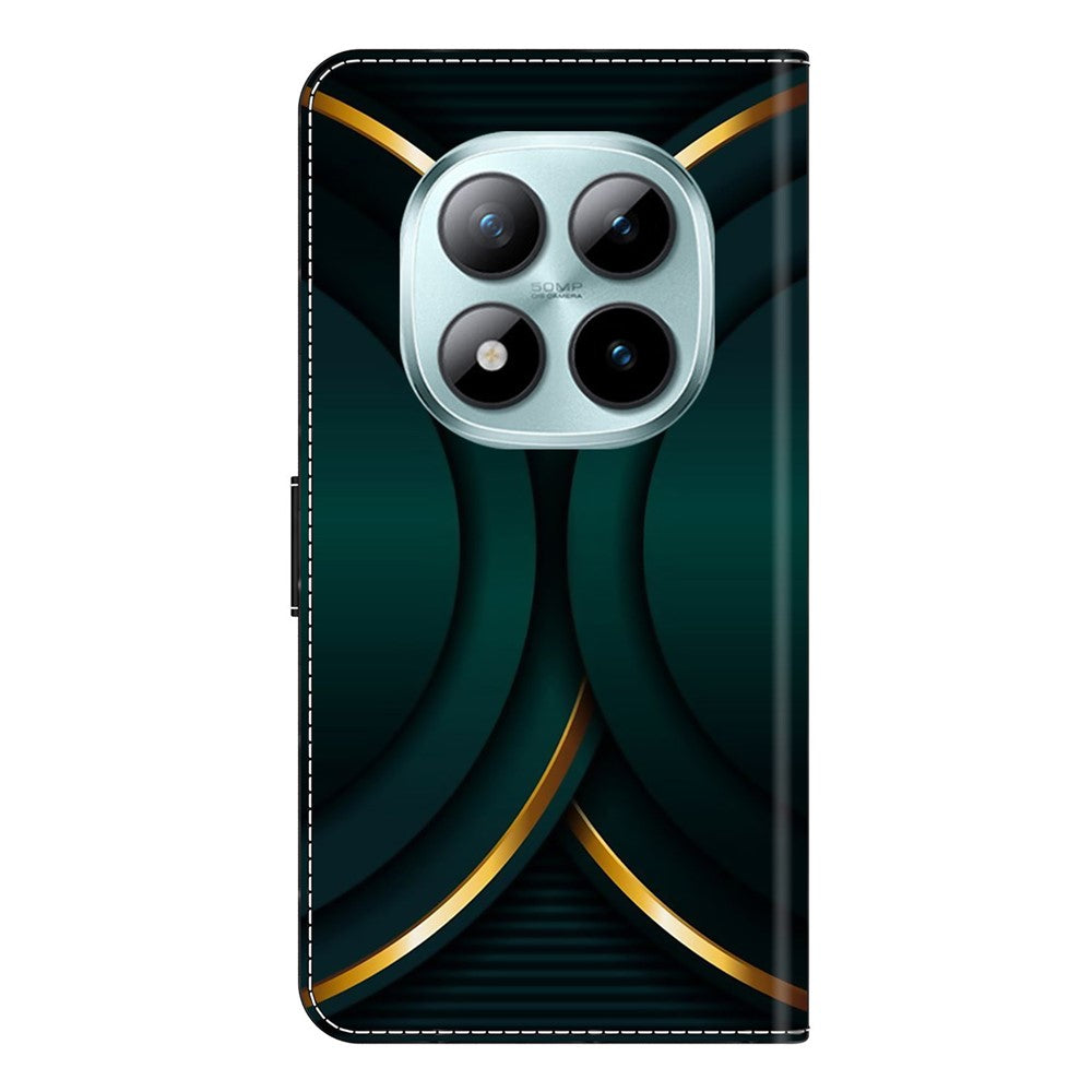 Wallet Case For Xiaomi Poco M8 5G / Redmi Note 15 5G (Global) / 15 4G (Global) 3D Pattern PU Leather Phone Cover with Stand - Gold Contour