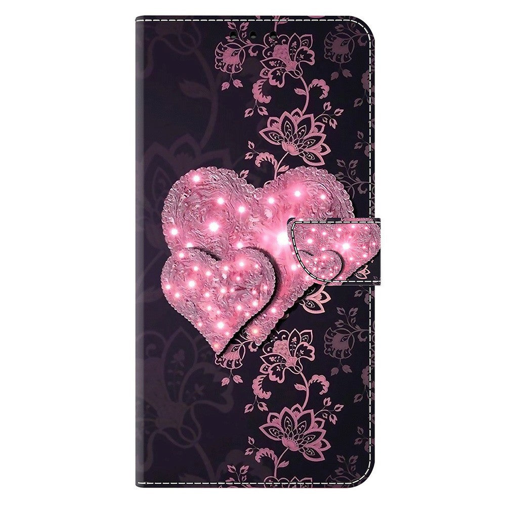 Wallet Case For Xiaomi Poco M8 5G / Redmi Note 15 5G (Global) / 15 4G (Global) 3D Pattern PU Leather Phone Cover with Stand - Lace Hearts