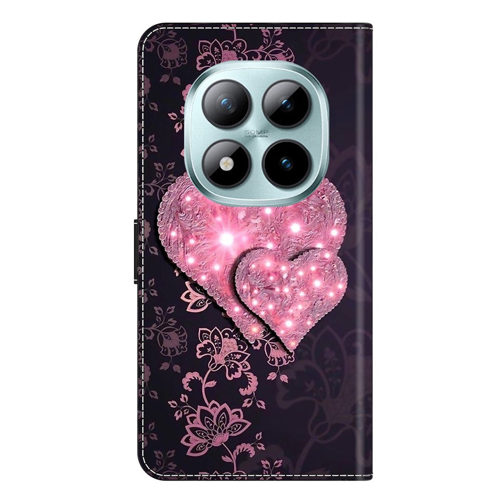 Wallet Case For Xiaomi Poco M8 5G / Redmi Note 15 5G (Global) / 15 4G (Global) 3D Pattern PU Leather Phone Cover with Stand - Lace Hearts