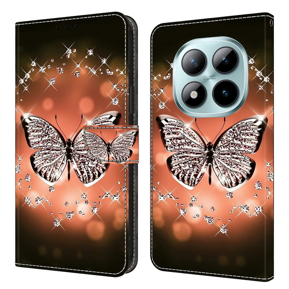 Wallet Case For Xiaomi Poco M8 5G / Redmi Note 15 5G (Global) / 15 4G (Global) 3D Pattern PU Leather Phone Cover with Stand - Crystal Butterfly