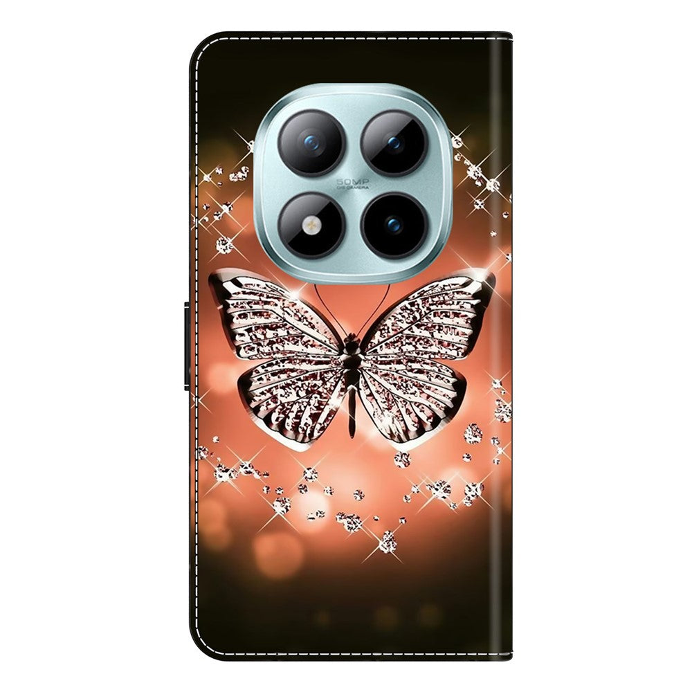 Wallet Case For Xiaomi Poco M8 5G / Redmi Note 15 5G (Global) / 15 4G (Global) 3D Pattern PU Leather Phone Cover with Stand - Crystal Butterfly