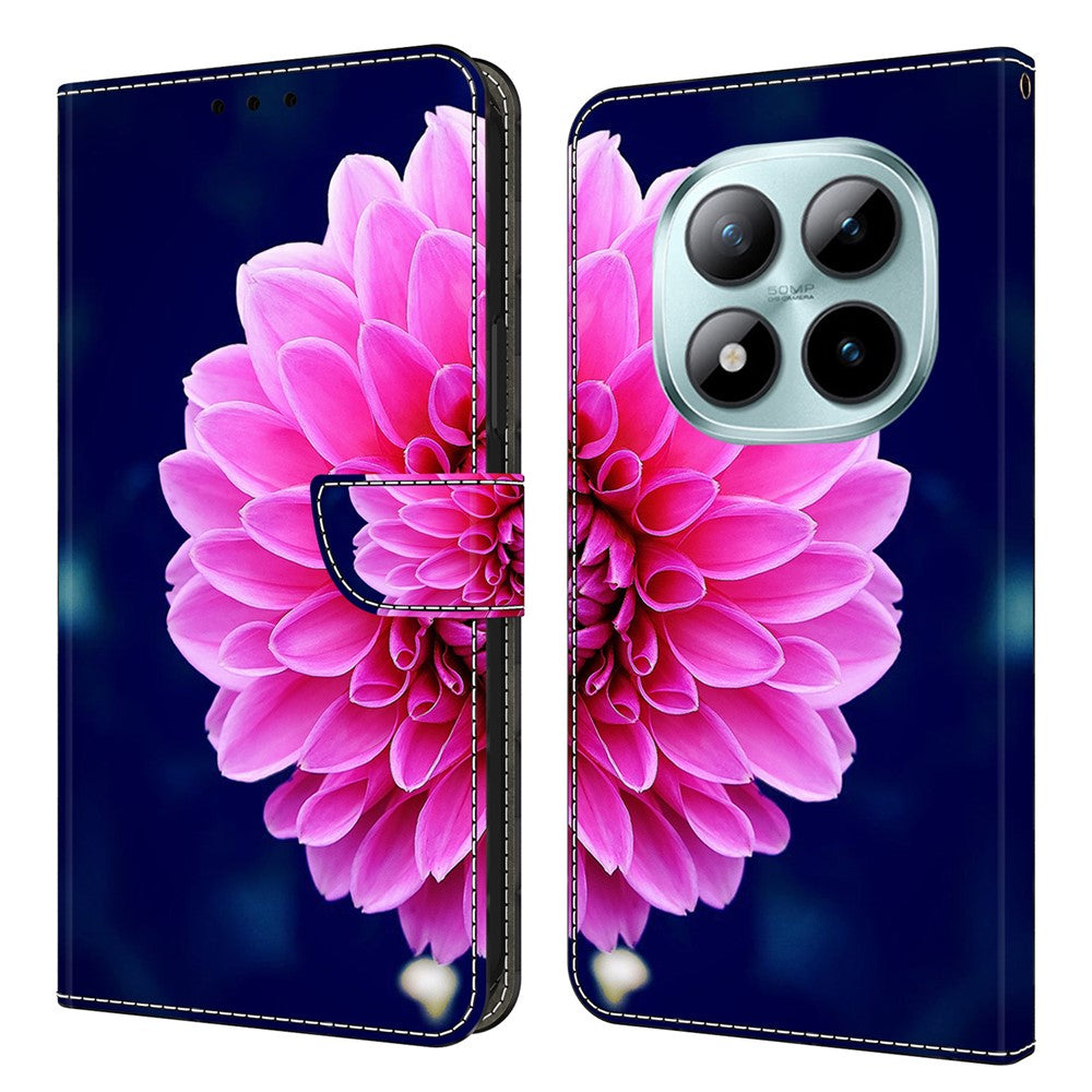 Wallet Case For Xiaomi Poco M8 5G / Redmi Note 15 5G (Global) / 15 4G (Global) 3D Pattern PU Leather Phone Cover with Stand - Pink Flowers