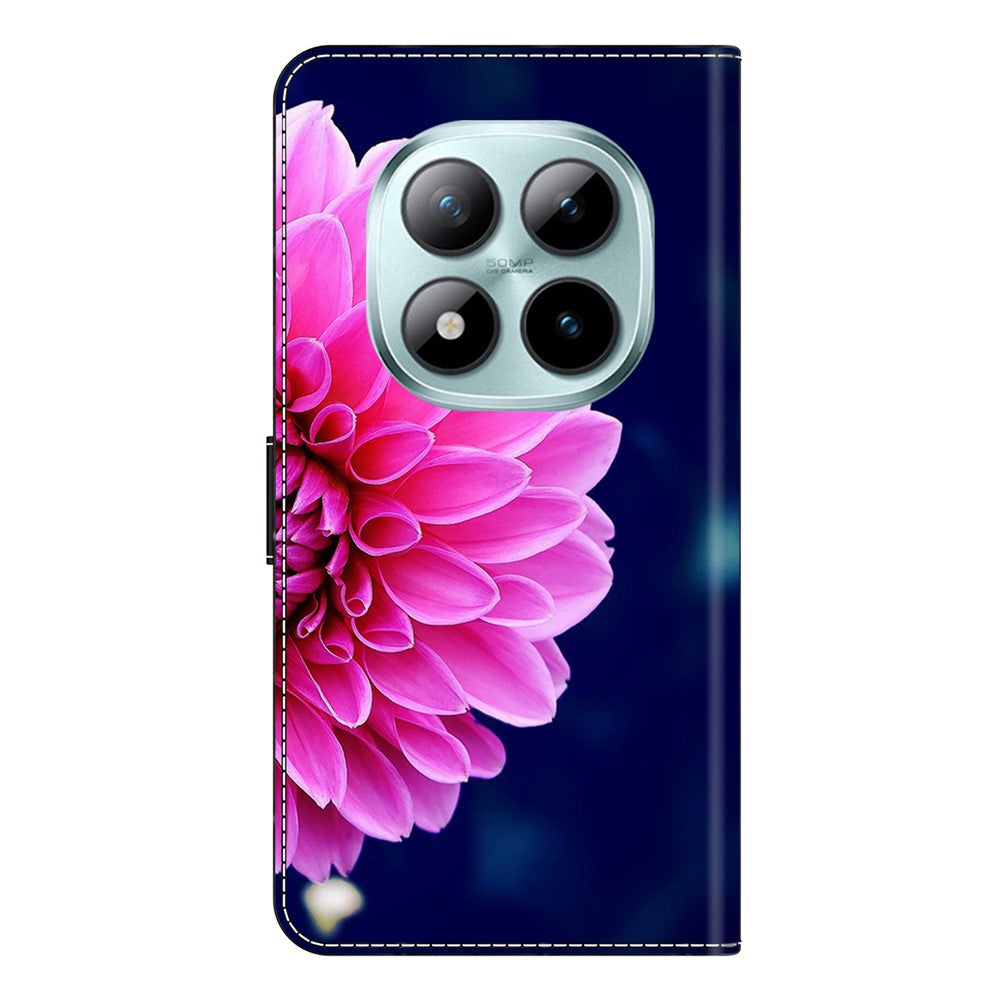 Wallet Case For Xiaomi Poco M8 5G / Redmi Note 15 5G (Global) / 15 4G (Global) 3D Pattern PU Leather Phone Cover with Stand - Pink Flowers