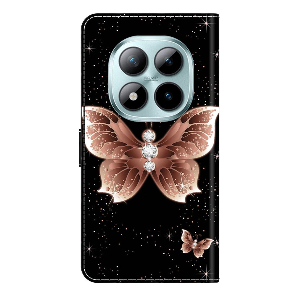Wallet Case For Xiaomi Poco M8 5G / Redmi Note 15 5G (Global) / 15 4G (Global) 3D Pattern PU Leather Phone Cover with Stand - Pink Diamond Butterfly