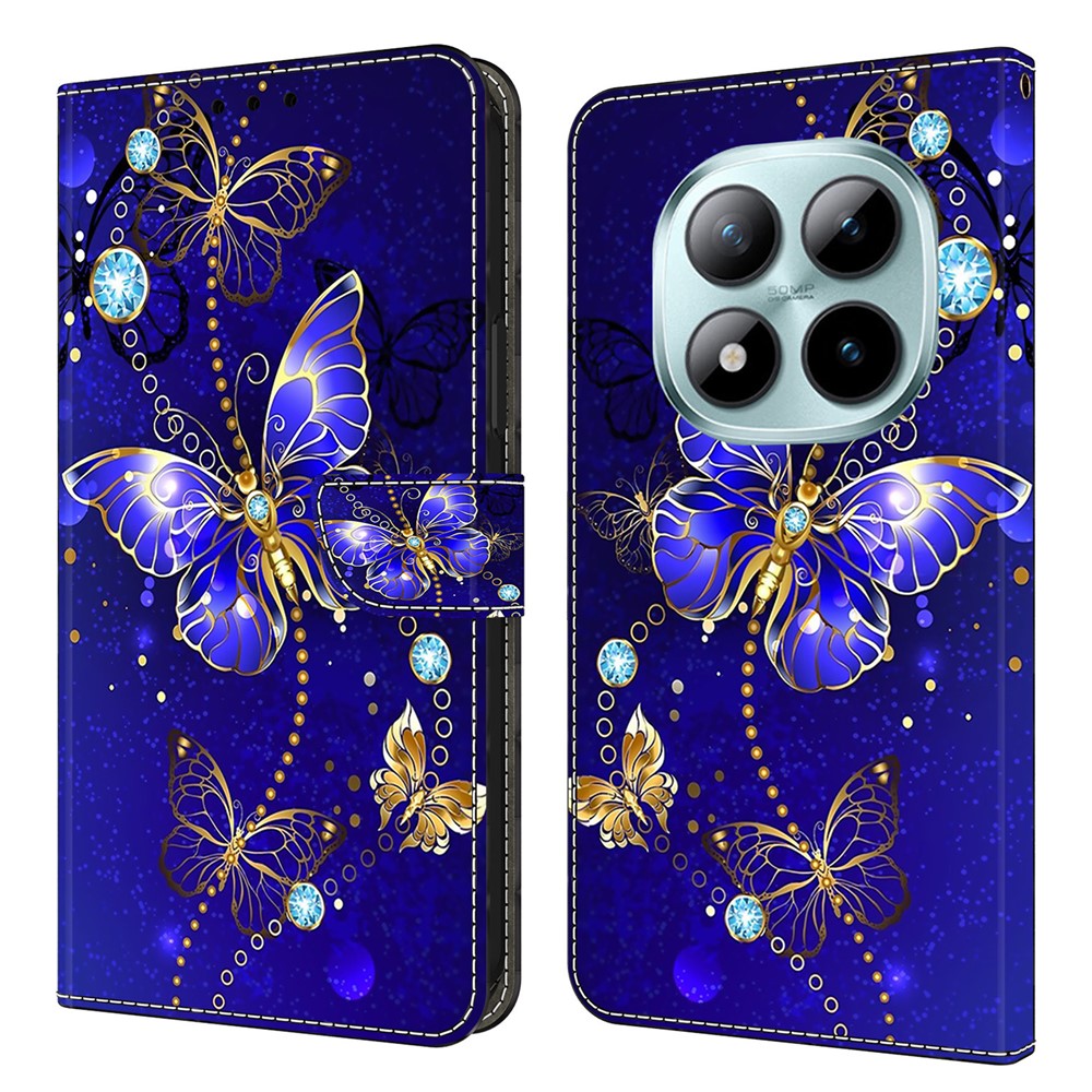 Wallet Case For Xiaomi Poco M8 5G / Redmi Note 15 5G (Global) / 15 4G (Global) 3D Pattern PU Leather Phone Cover with Stand - Diamond Butterfly