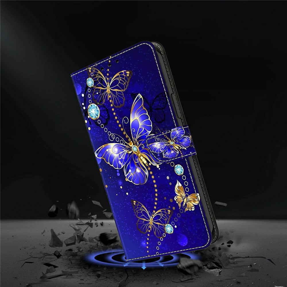 Wallet Case For Xiaomi Poco M8 5G / Redmi Note 15 5G (Global) / 15 4G (Global) 3D Pattern PU Leather Phone Cover with Stand - Diamond Butterfly