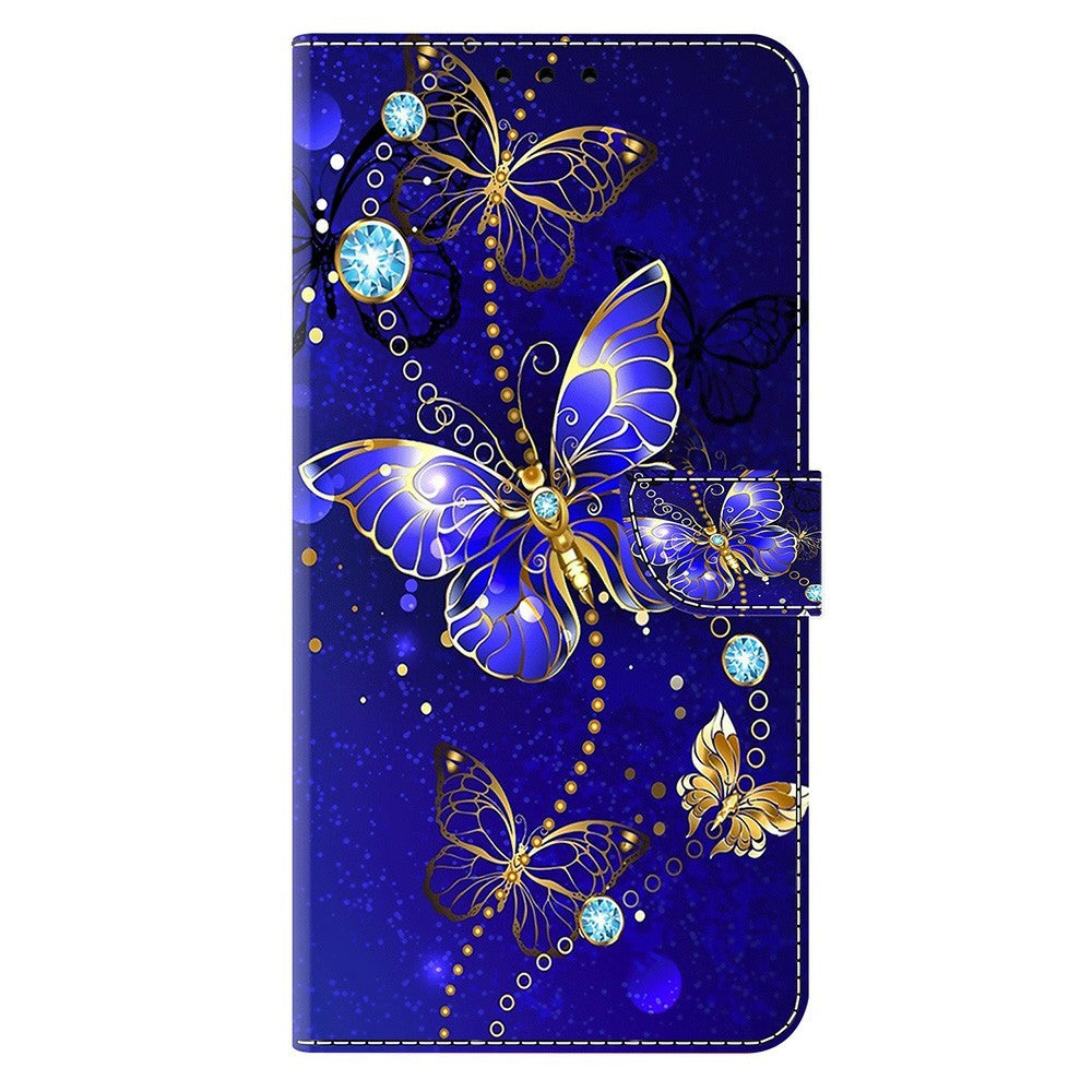 Wallet Case For Xiaomi Poco M8 5G / Redmi Note 15 5G (Global) / 15 4G (Global) 3D Pattern PU Leather Phone Cover with Stand - Diamond Butterfly