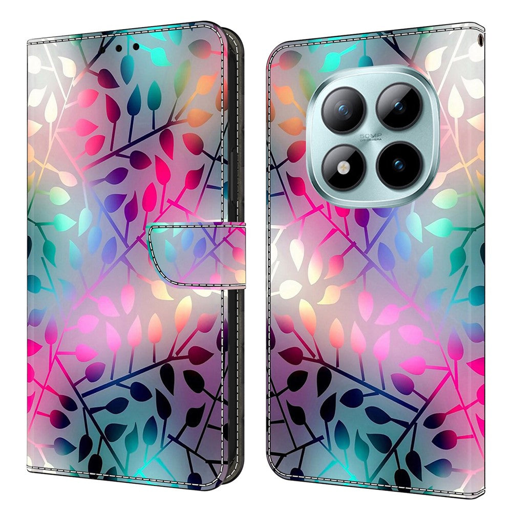 Wallet Case For Xiaomi Poco M8 5G / Redmi Note 15 5G (Global) / 15 4G (Global) Magnetic Clasp 3D Pattern Leather Phone Cover - Maple Leaf