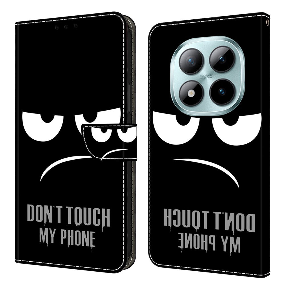 Wallet Case For Xiaomi Poco M8 5G / Redmi Note 15 5G (Global) / 15 4G (Global) Magnetic Clasp 3D Pattern Leather Phone Cover - Don't Touch My Phone