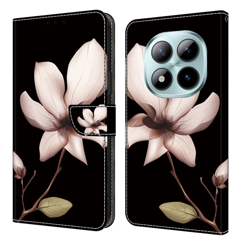Wallet Case For Xiaomi Poco M8 5G / Redmi Note 15 5G (Global) / 15 4G (Global) Magnetic Clasp 3D Pattern Leather Phone Cover - Pink Flower