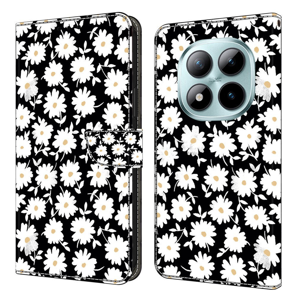 Wallet Case For Xiaomi Poco M8 5G / Redmi Note 15 5G (Global) / 15 4G (Global) Magnetic Clasp 3D Pattern Leather Phone Cover - Floral