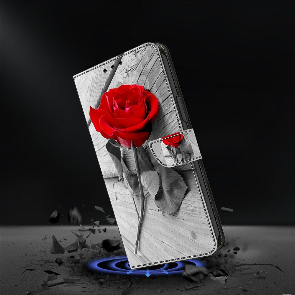 Wallet Case For Xiaomi Poco M8 5G / Redmi Note 15 5G (Global) / 15 4G (Global) Magnetic Clasp 3D Pattern Leather Phone Cover - Rose