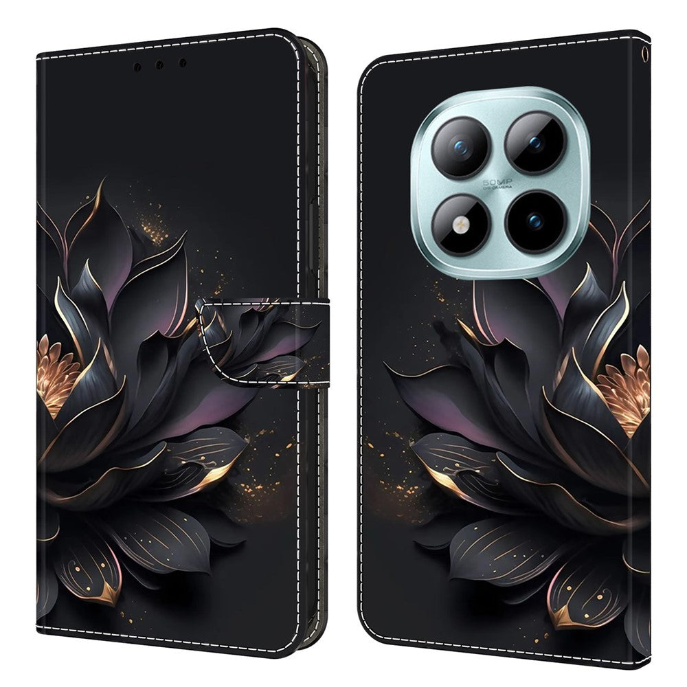 Wallet Case For Xiaomi Poco M8 5G / Redmi Note 15 5G (Global) / 15 4G (Global) Magnetic Clasp 3D Pattern Leather Phone Cover - Purple Lotus