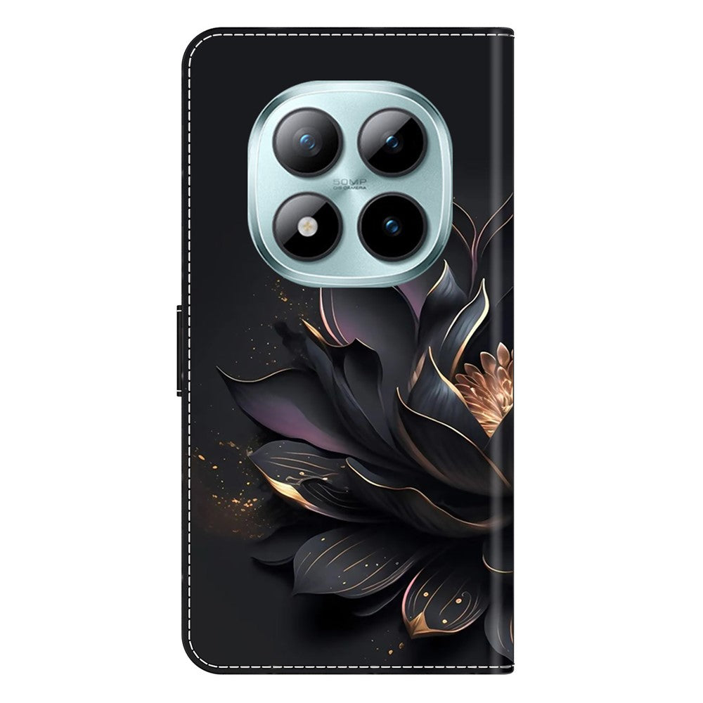 Wallet Case For Xiaomi Poco M8 5G / Redmi Note 15 5G (Global) / 15 4G (Global) Magnetic Clasp 3D Pattern Leather Phone Cover - Purple Lotus