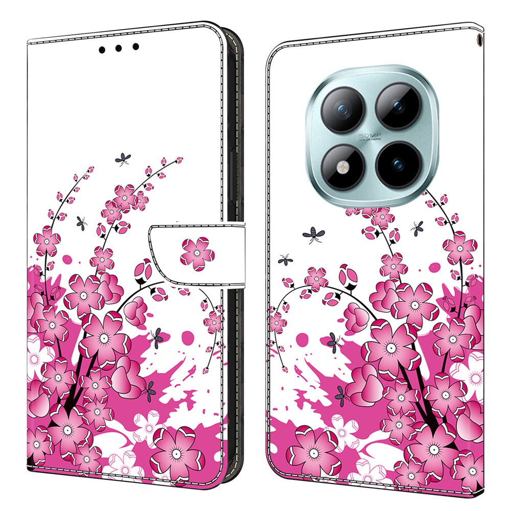 Wallet Case For Xiaomi Poco M8 5G / Redmi Note 15 5G (Global) / 15 4G (Global) PU Leather Phone Cover with Stand - Flower Vine