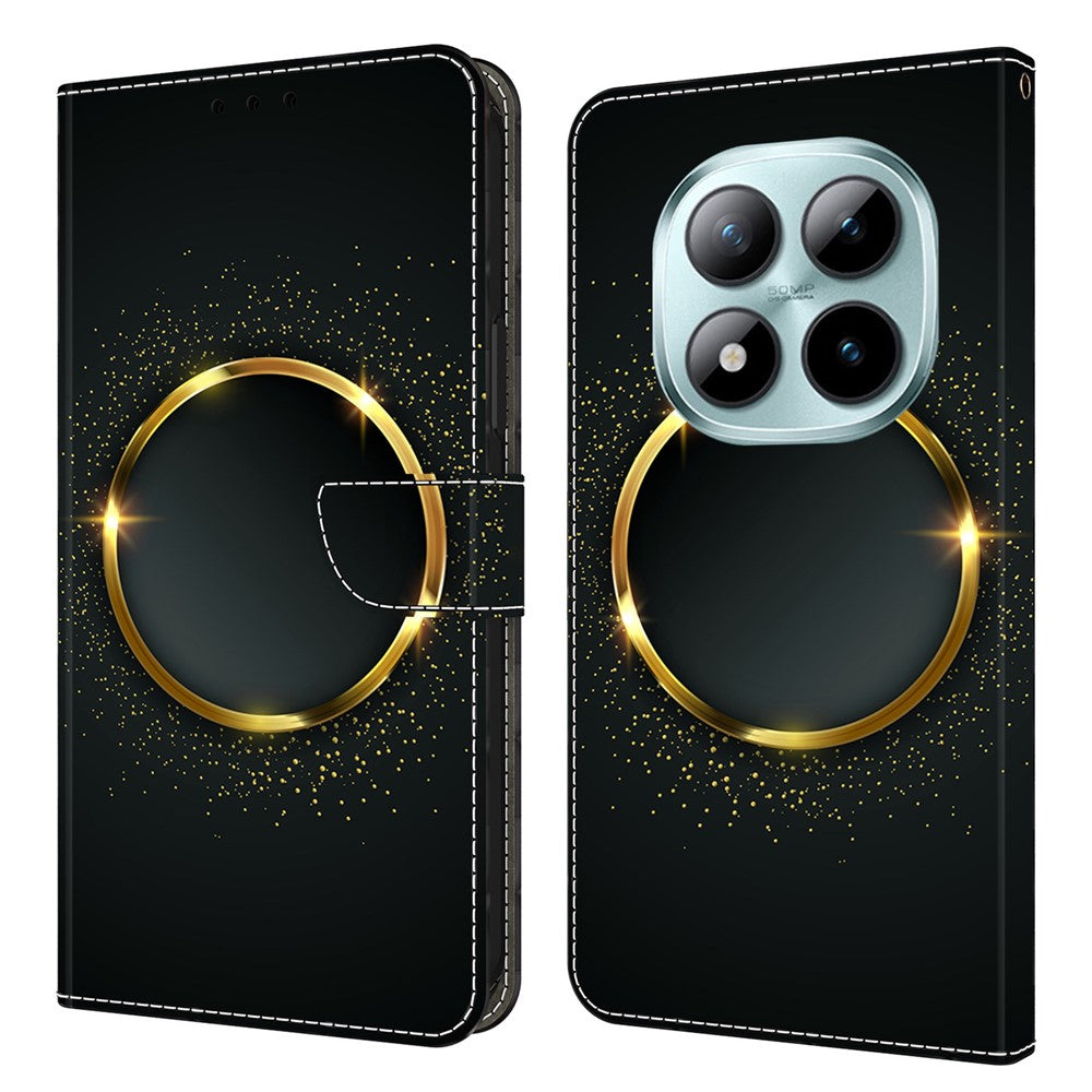 Wallet Case For Xiaomi Poco M8 5G / Redmi Note 15 5G (Global) / 15 4G (Global) PU Leather Phone Cover with Stand - Gold Ring
