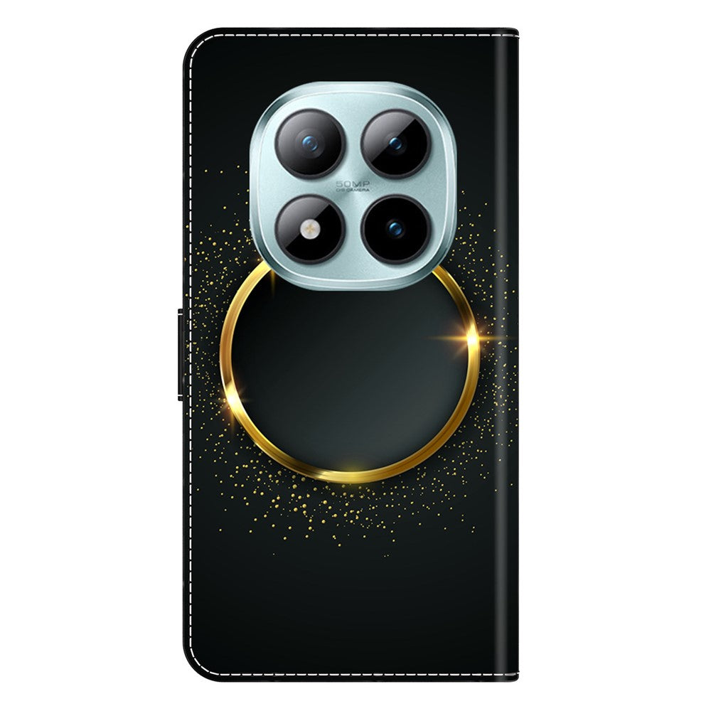 Wallet Case For Xiaomi Poco M8 5G / Redmi Note 15 5G (Global) / 15 4G (Global) PU Leather Phone Cover with Stand - Gold Ring