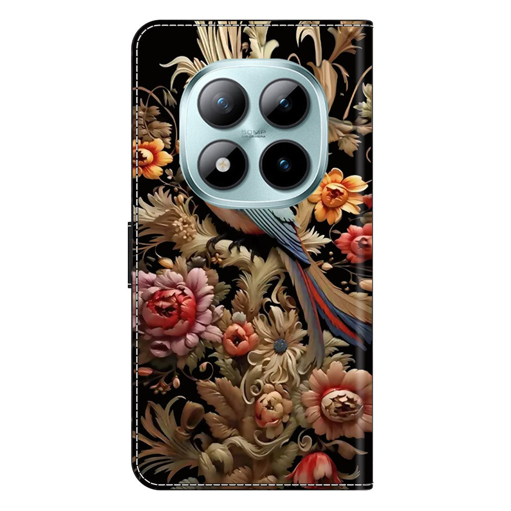 Wallet Case For Xiaomi Poco M8 5G / Redmi Note 15 5G (Global) / 15 4G (Global) PU Leather Phone Cover with Stand - Vintage Flower and Bird