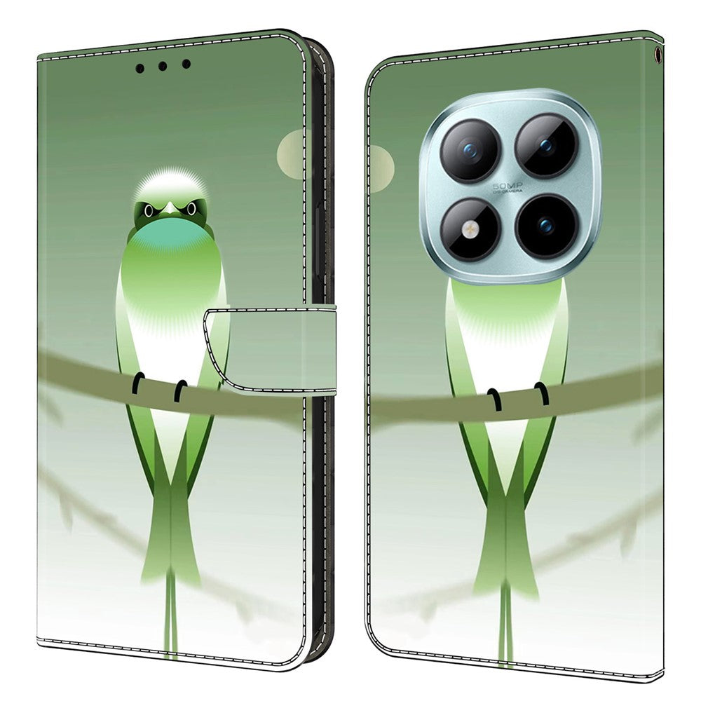Wallet Case For Xiaomi Poco M8 5G / Redmi Note 15 5G (Global) / 15 4G (Global) PU Leather Phone Cover with Stand - Green Bird