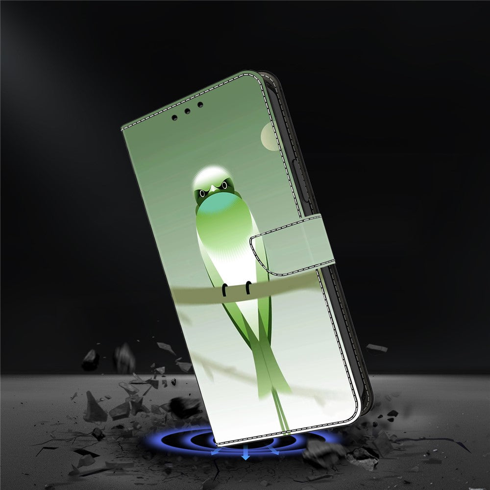 Wallet Case For Xiaomi Poco M8 5G / Redmi Note 15 5G (Global) / 15 4G (Global) PU Leather Phone Cover with Stand - Green Bird