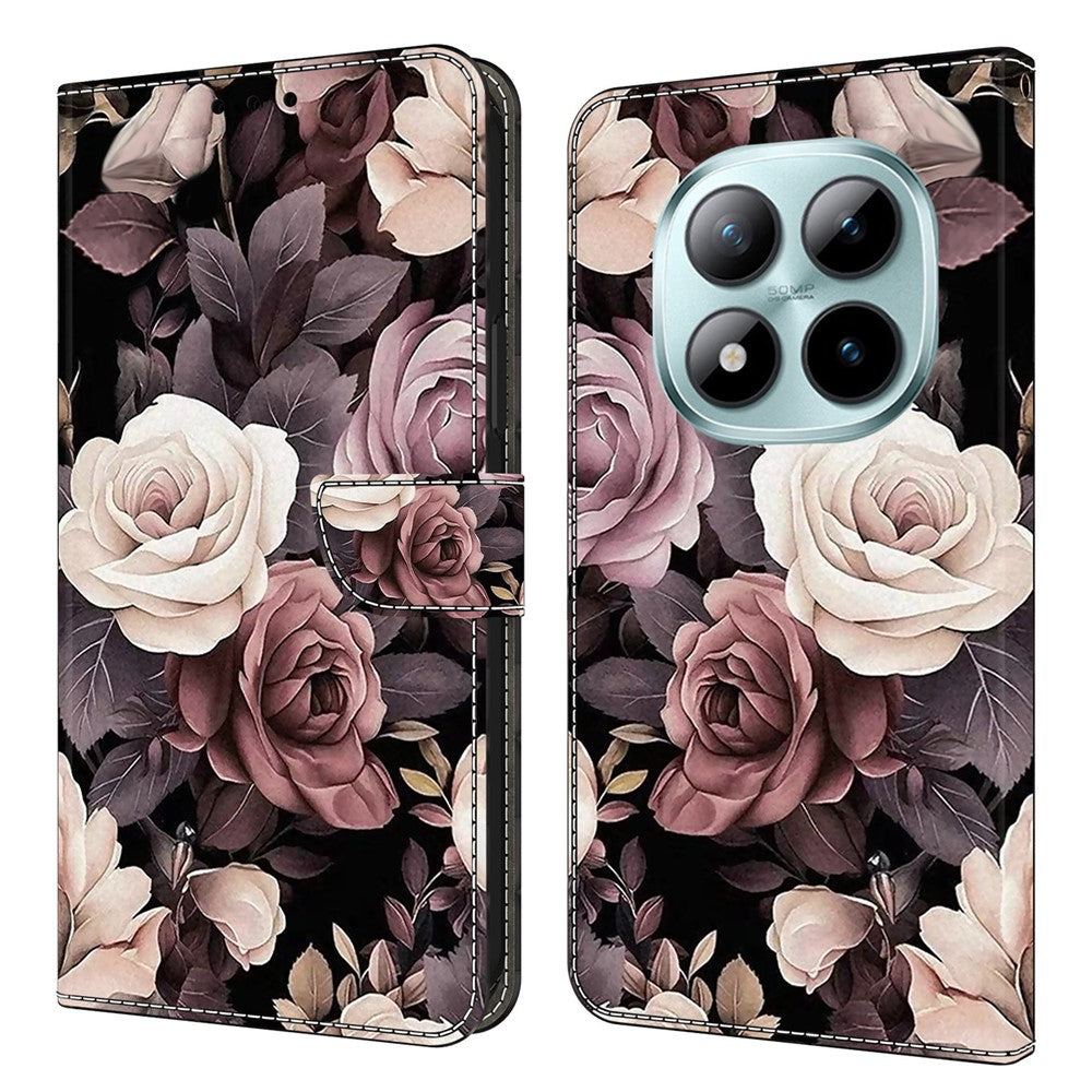 Wallet Case For Xiaomi Poco M8 5G / Redmi Note 15 5G (Global) / 15 4G (Global) PU Leather Phone Cover with Stand - Rose