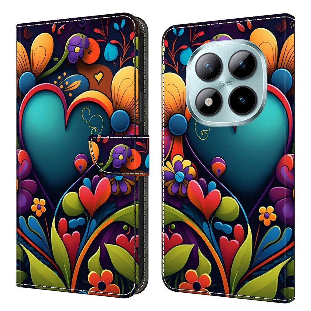Wallet Case For Xiaomi Poco M8 5G / Redmi Note 15 5G (Global) / 15 4G (Global) PU Leather Phone Cover with Stand - Paint Flower
