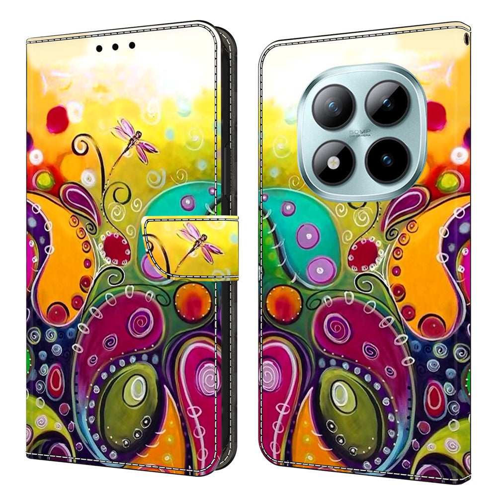 Wallet Case For Xiaomi Poco M8 5G / Redmi Note 15 5G (Global) / 15 4G (Global) PU Leather Phone Cover with Stand - Colorful Flower