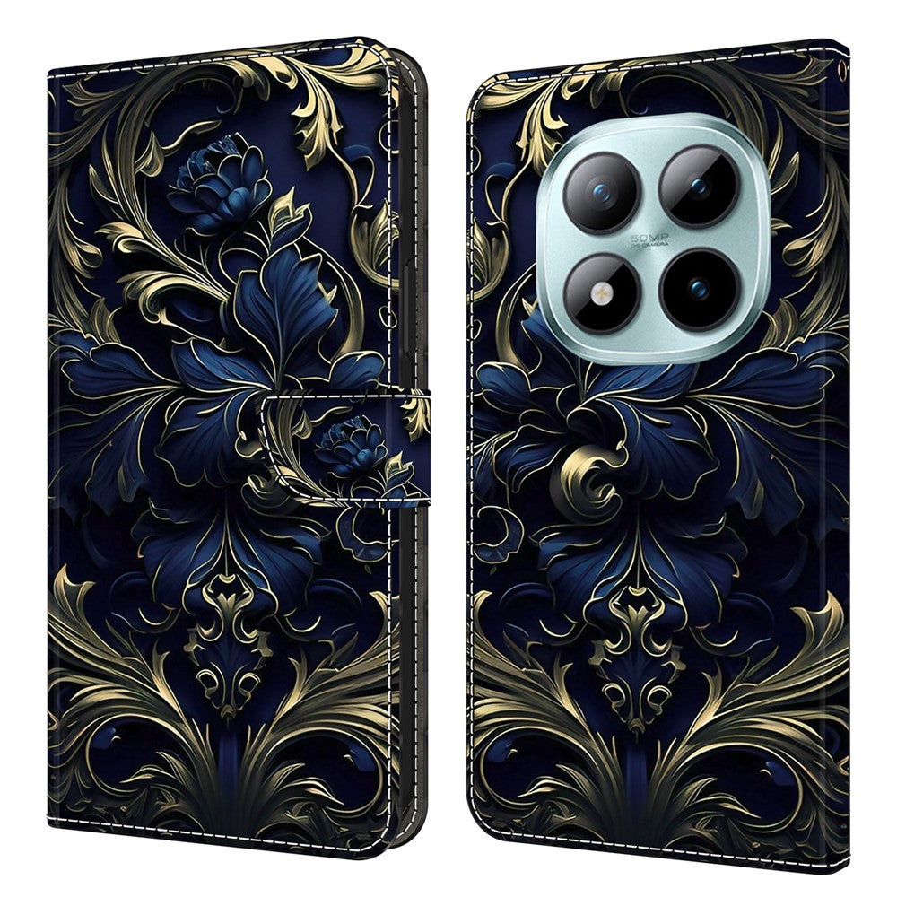 Wallet Case For Xiaomi Poco M8 5G / Redmi Note 15 5G (Global) / 15 4G (Global) PU Leather Phone Cover with Stand - Blue Flower