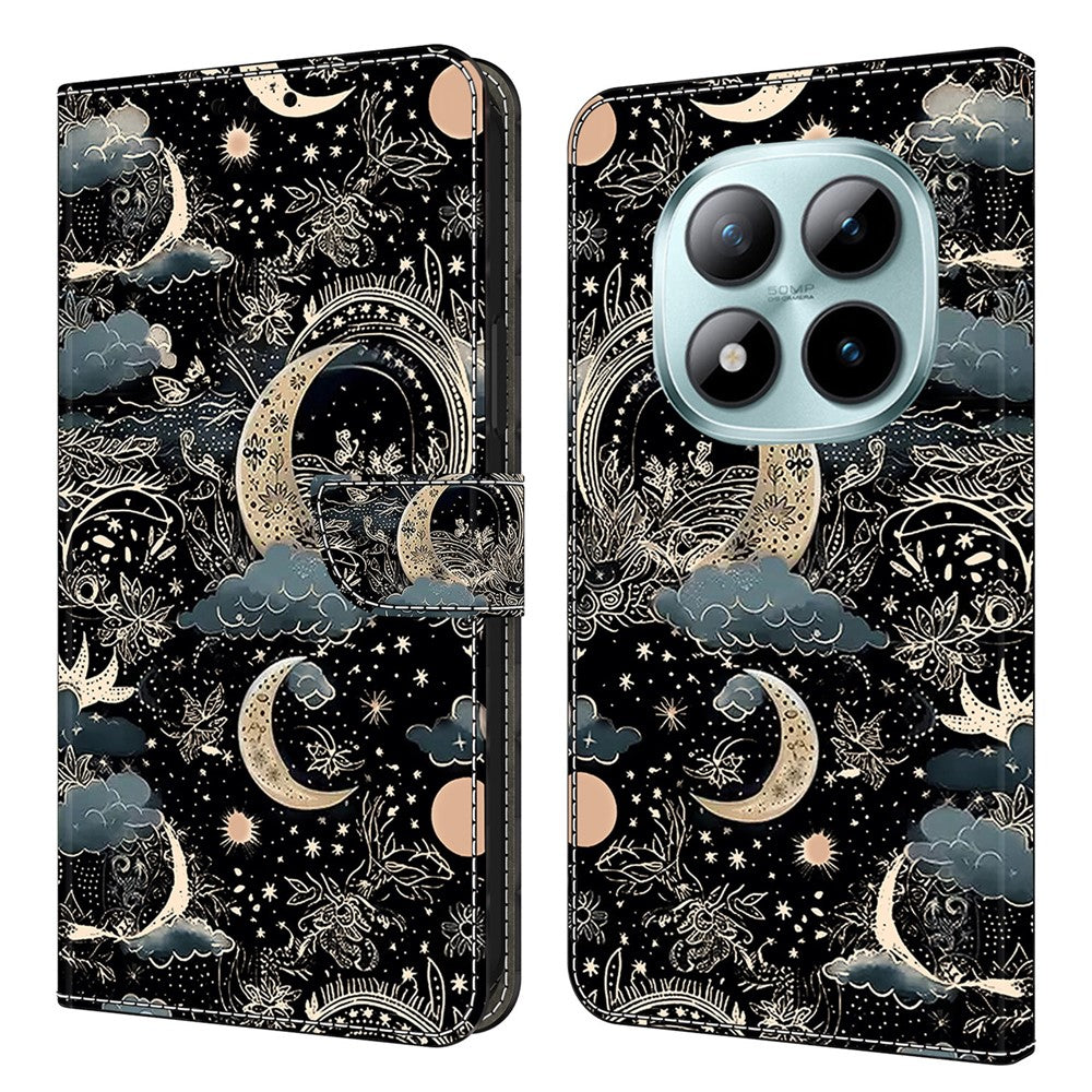 Wallet Case For Xiaomi Poco M8 5G / Redmi Note 15 5G (Global) / 15 4G (Global) PU Leather Phone Cover with Stand - Moon