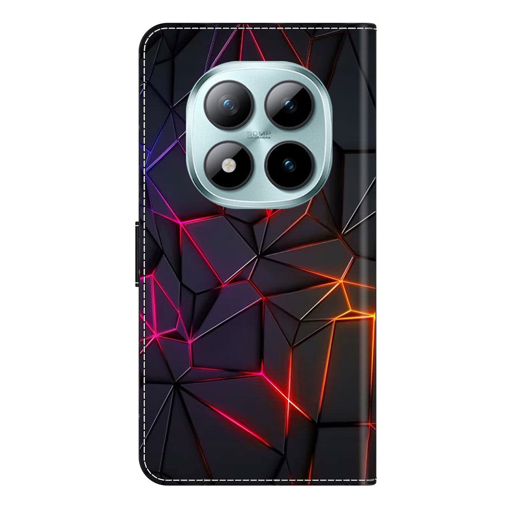 Phone Case For Xiaomi Poco M8 5G / Redmi Note 15 5G (Global) / 15 4G (Global) Pattern Printed TPU + PU Leather Flip Cover with Card Slot - Red Cracks
