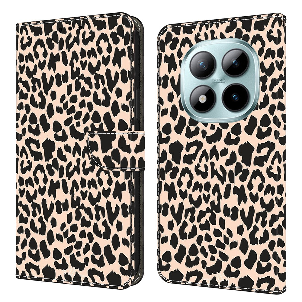 Phone Case For Xiaomi Poco M8 5G / Redmi Note 15 5G (Global) / 15 4G (Global) Pattern Printed TPU + PU Leather Flip Cover with Card Slot - Leopard Print