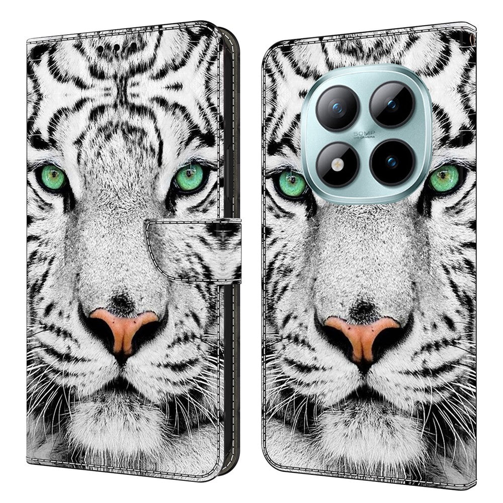 Phone Case For Xiaomi Poco M8 5G / Redmi Note 15 5G (Global) / 15 4G (Global) Pattern Printed TPU + PU Leather Flip Cover with Card Slot - Tiger Face