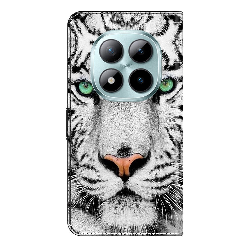 Phone Case For Xiaomi Poco M8 5G / Redmi Note 15 5G (Global) / 15 4G (Global) Pattern Printed TPU + PU Leather Flip Cover with Card Slot - Tiger Face