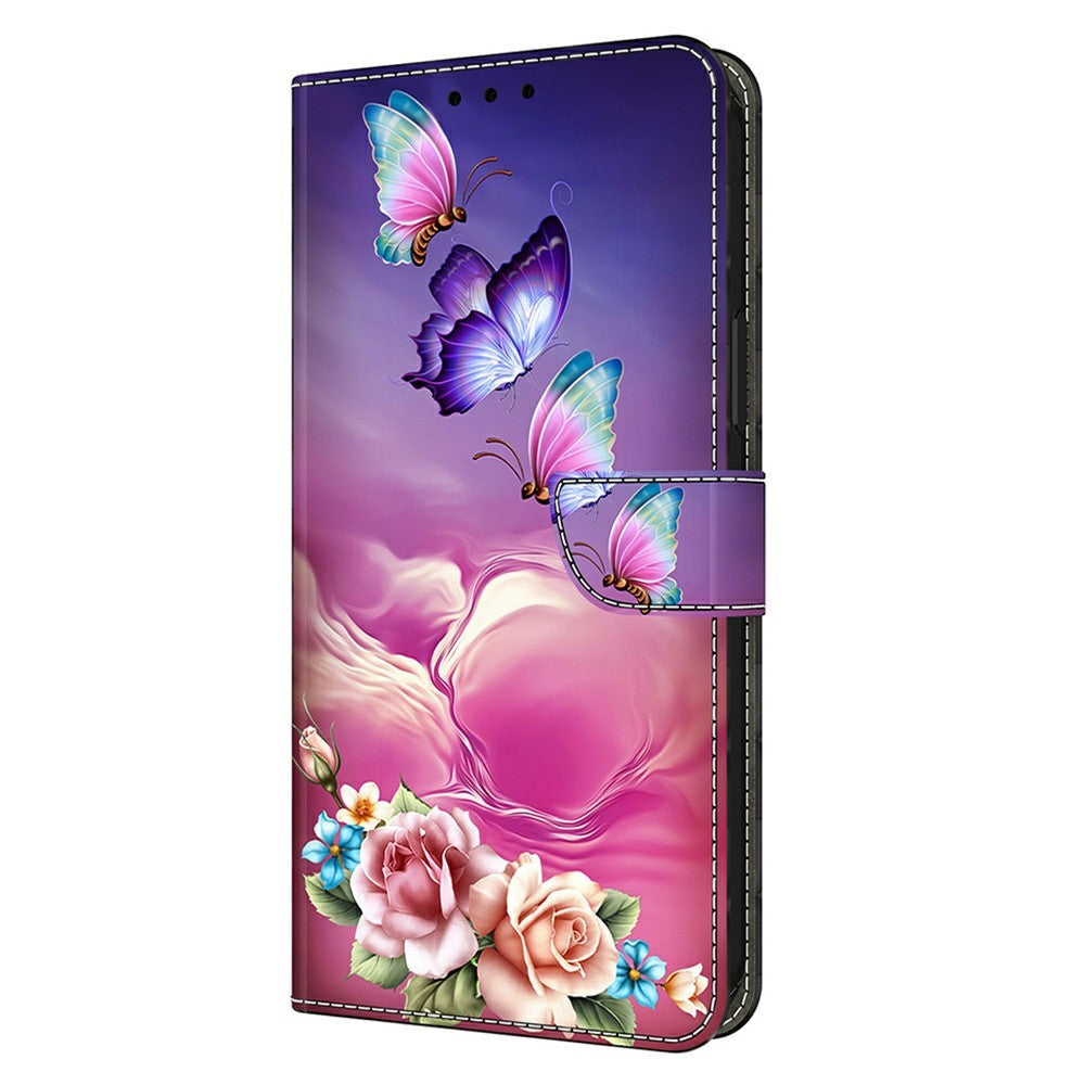 Phone Case For Xiaomi Poco M8 5G / Redmi Note 15 5G (Global) / 15 4G (Global) Pattern Printed TPU + PU Leather Flip Cover with Card Slot - Butterfly Flower