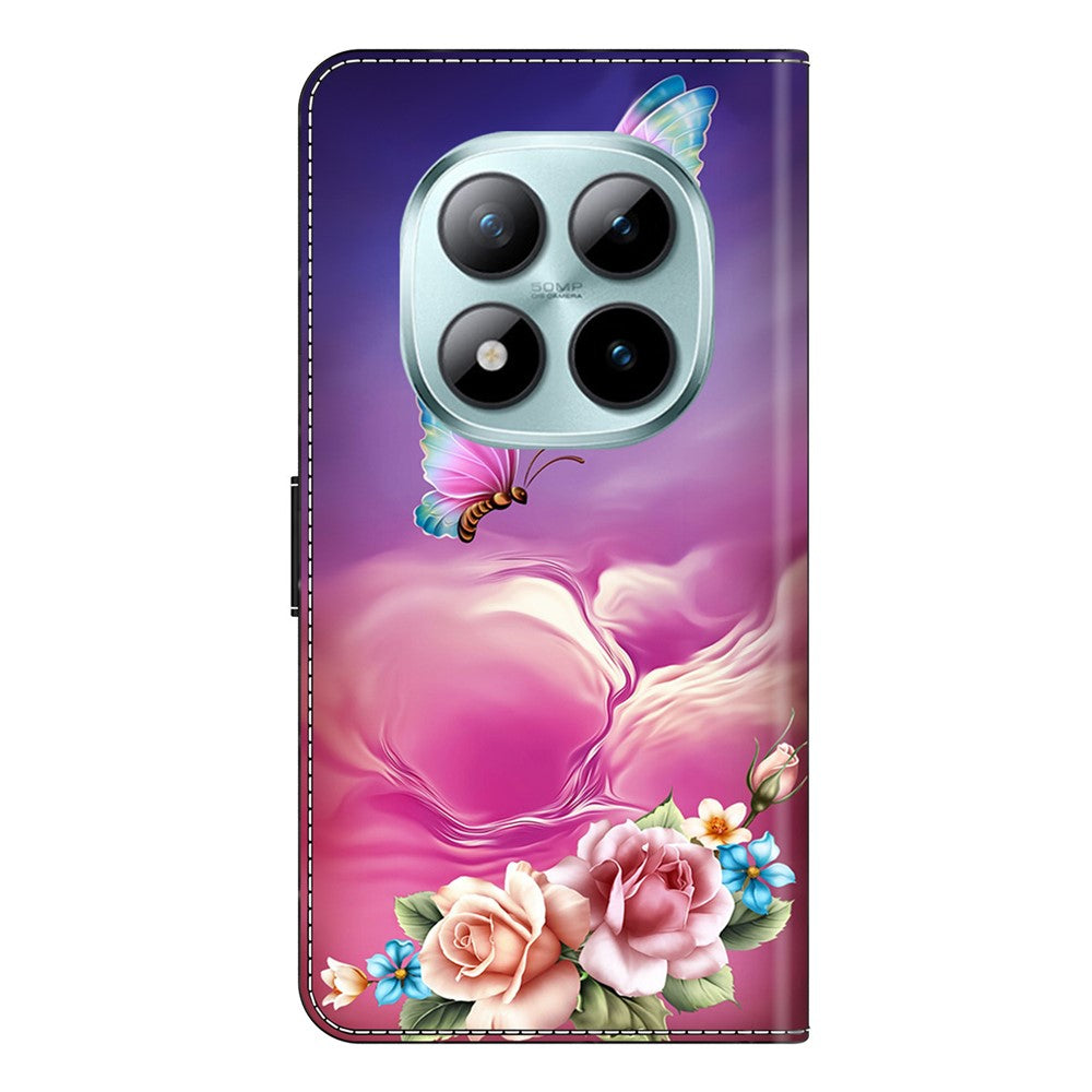 Phone Case For Xiaomi Poco M8 5G / Redmi Note 15 5G (Global) / 15 4G (Global) Pattern Printed TPU + PU Leather Flip Cover with Card Slot - Butterfly Flower