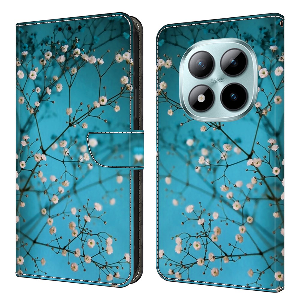 Phone Case For Xiaomi Poco M8 5G / Redmi Note 15 5G (Global) / 15 4G (Global) Pattern Printed TPU + PU Leather Flip Cover with Card Slot - Flower Branch