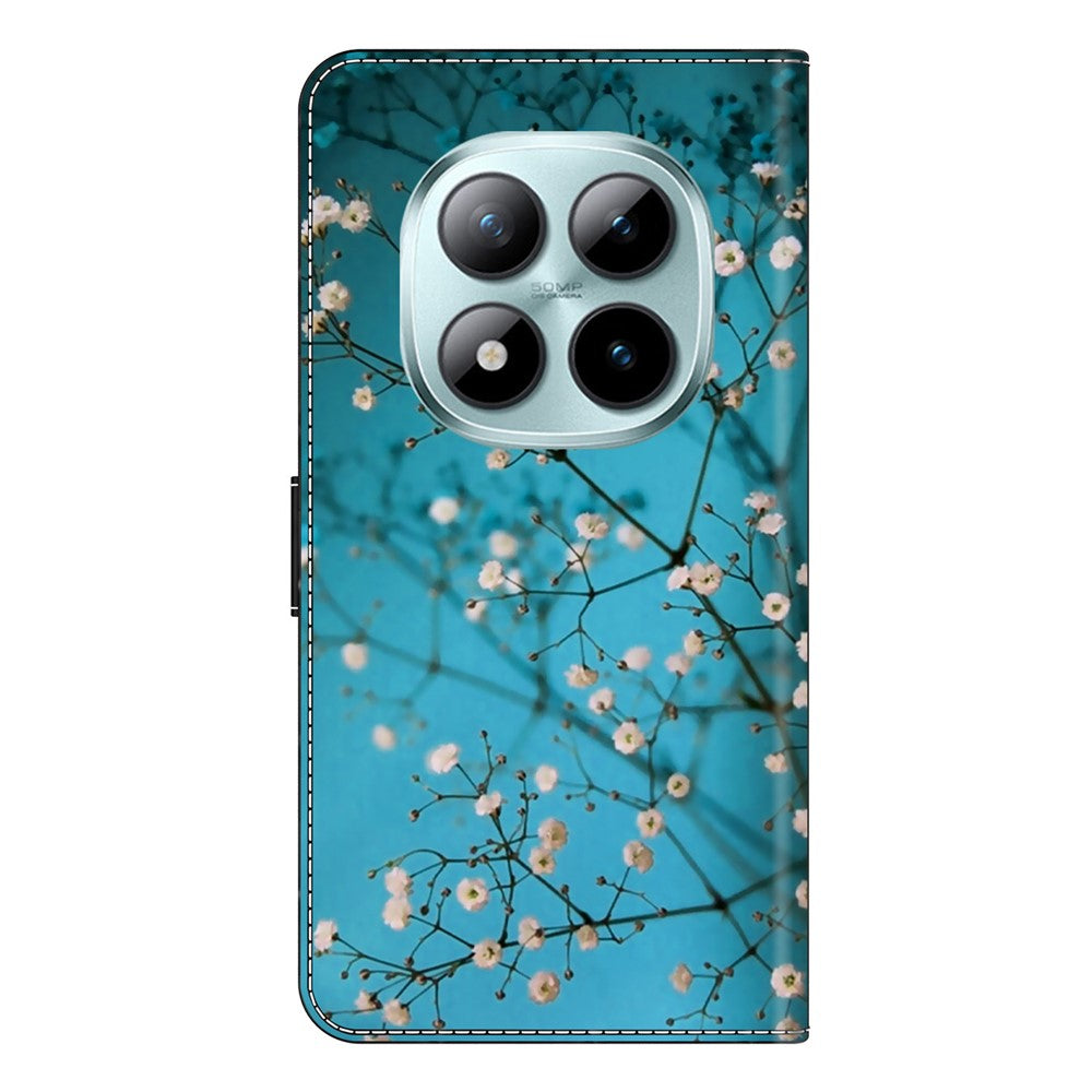 Phone Case For Xiaomi Poco M8 5G / Redmi Note 15 5G (Global) / 15 4G (Global) Pattern Printed TPU + PU Leather Flip Cover with Card Slot - Flower Branch