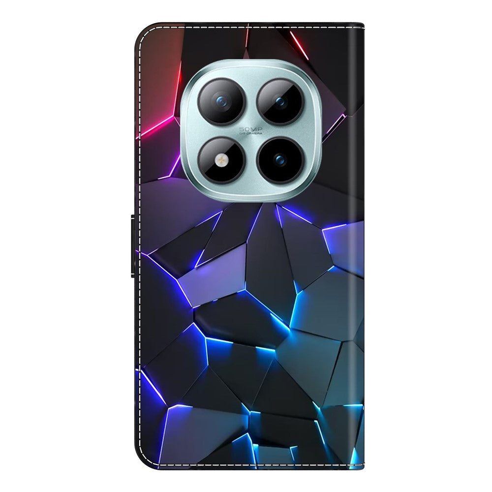 Phone Case For Xiaomi Poco M8 5G / Redmi Note 15 5G (Global) / 15 4G (Global) Pattern Printed TPU + PU Leather Flip Cover with Card Slot - Blue Cracks