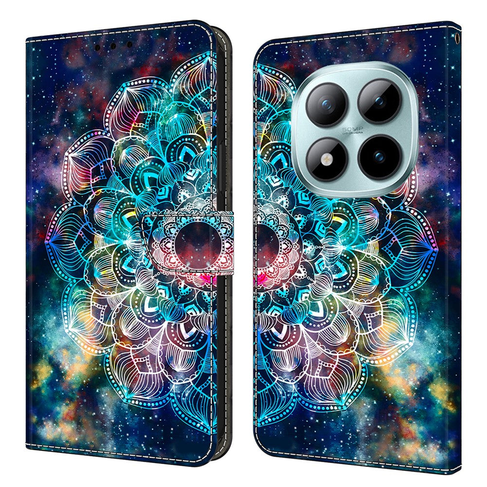 Phone Case For Xiaomi Poco M8 5G / Redmi Note 15 5G (Global) / 15 4G (Global) Pattern Printed TPU + PU Leather Flip Cover with Card Slot - Gyro Flower