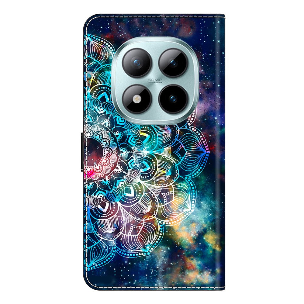 Phone Case For Xiaomi Poco M8 5G / Redmi Note 15 5G (Global) / 15 4G (Global) Pattern Printed TPU + PU Leather Flip Cover with Card Slot - Gyro Flower