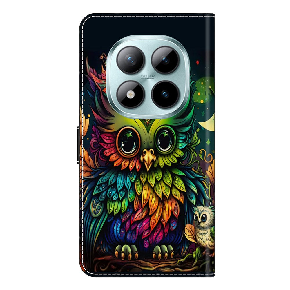 Phone Case For Xiaomi Poco M8 5G / Redmi Note 15 5G (Global) / 15 4G (Global) Pattern Printed TPU + PU Leather Flip Cover with Card Slot - Colorful Owl