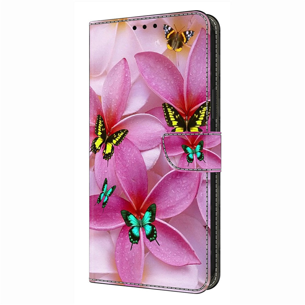 Wallet Case For Xiaomi Poco M8 5G / Redmi Note 15 5G (Global) / 15 4G (Global) Pattern Printing Stand Leather Flip Phone Cover - Pink Floral Butterfly