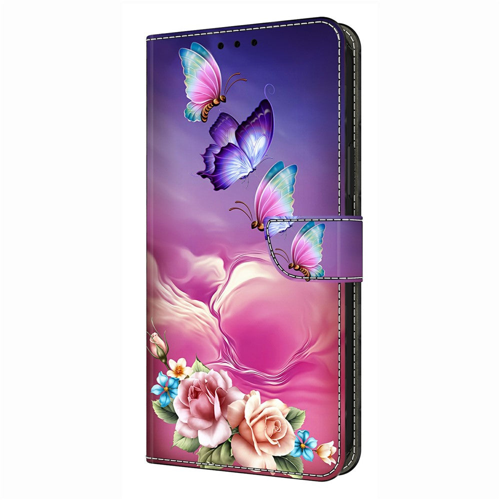 Wallet Case For Xiaomi Poco M8 5G / Redmi Note 15 5G (Global) / 15 4G (Global) Pattern Printing Stand Leather Flip Phone Cover - Floral Butterfly