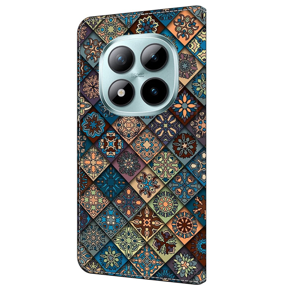Wallet Case For Xiaomi Poco M8 5G / Redmi Note 15 5G (Global) / 15 4G (Global) Pattern Printing Stand Leather Flip Phone Cover - Blue Floral