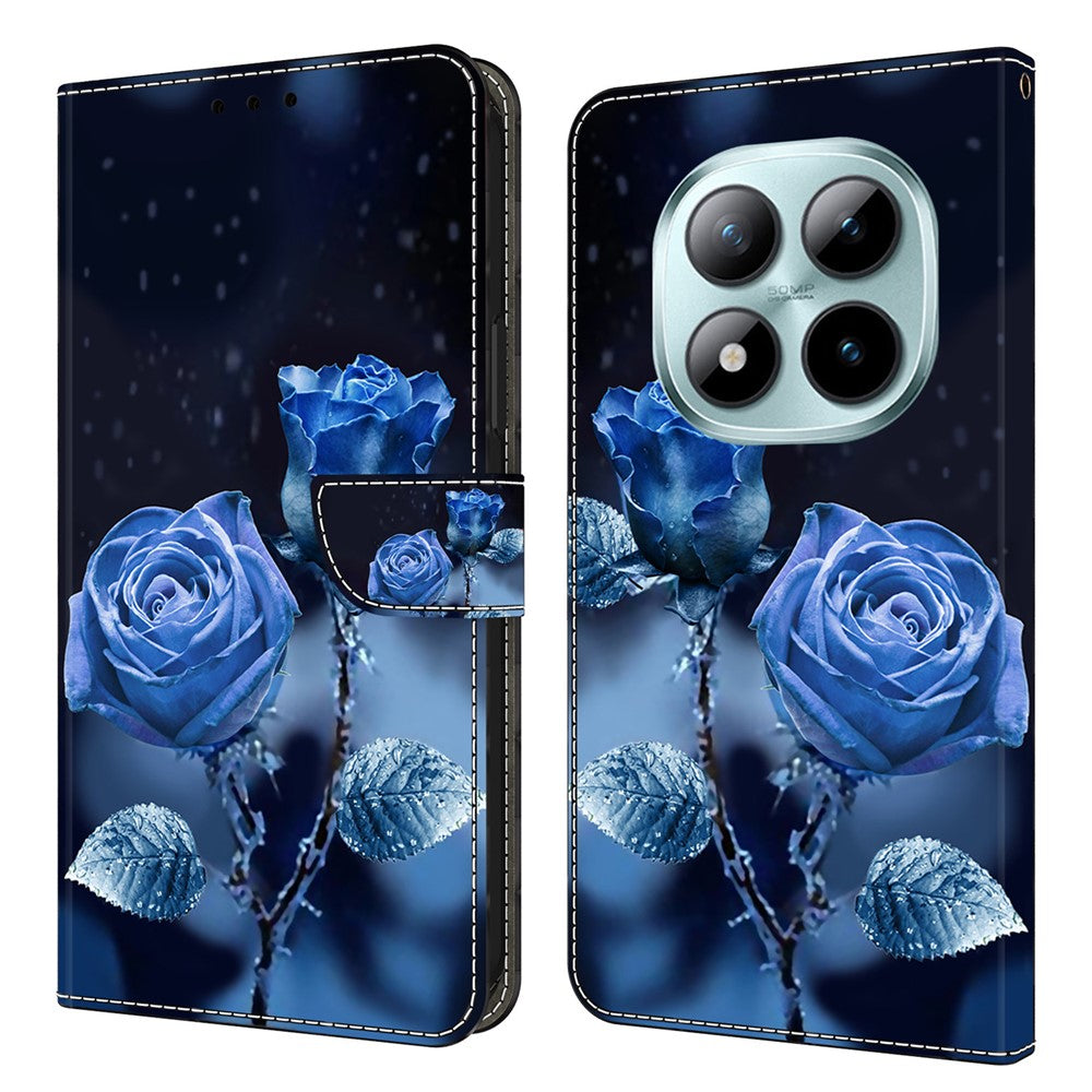 Wallet Case For Xiaomi Poco M8 5G / Redmi Note 15 5G (Global) / 15 4G (Global) Pattern Printing Stand Leather Flip Phone Cover - Blue Roses